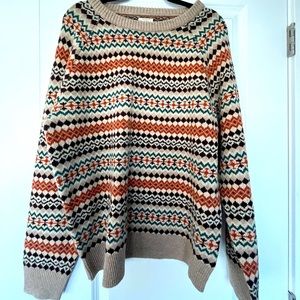 J.crew sweater 100% Lambswool multicolor  Striped Sweater SZ Large